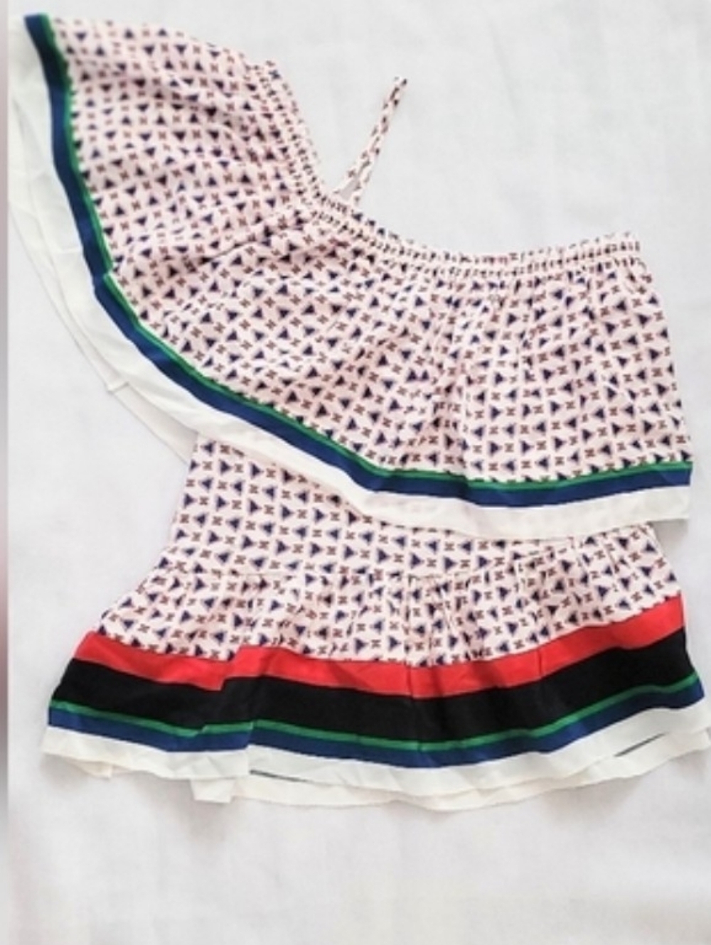 NWOT!Joie Summer Resort Geometric Print Women's Ruffled Top Striped Blouse Small - Picture 13 of 14
